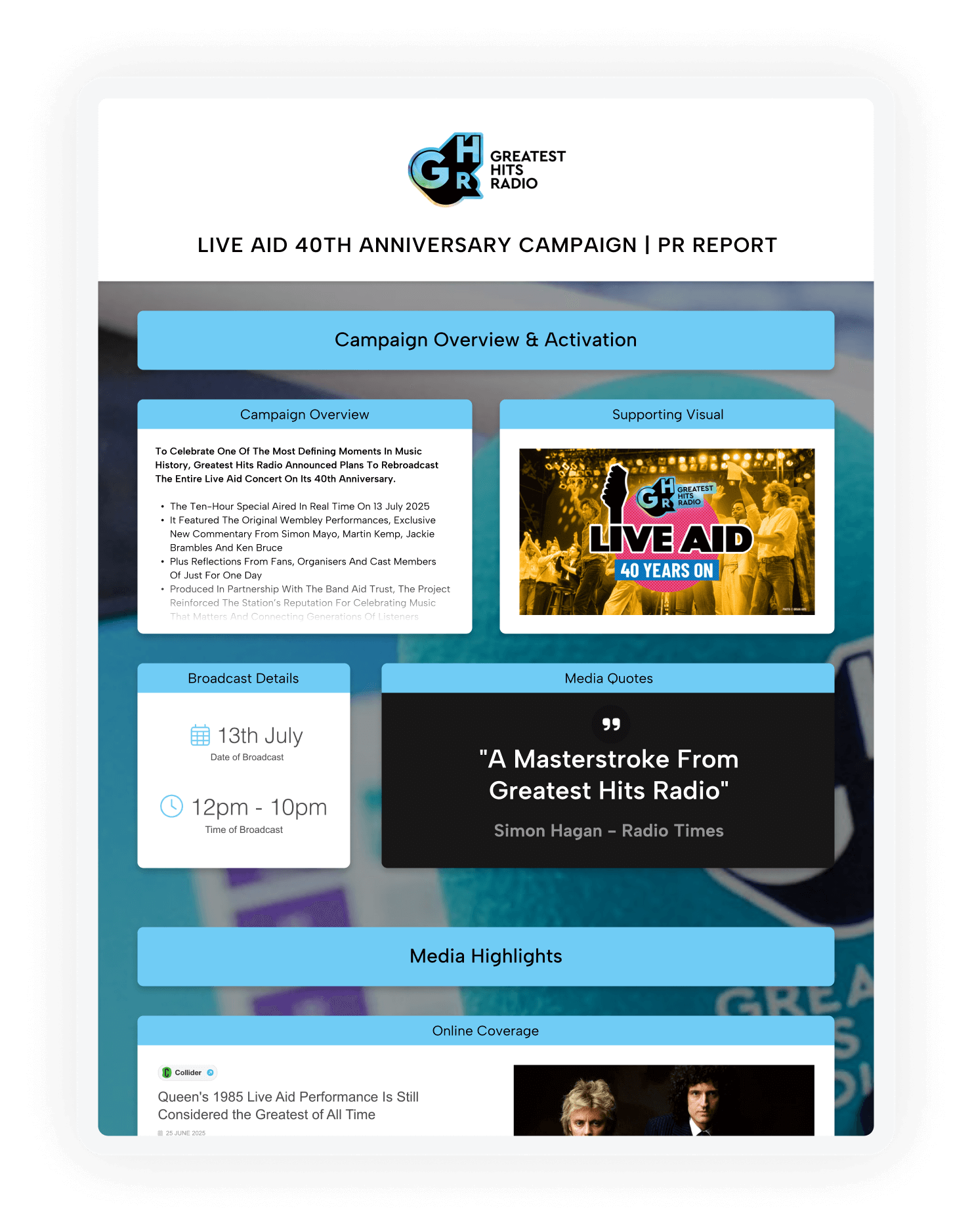 Bauer Media PR Campaign Report